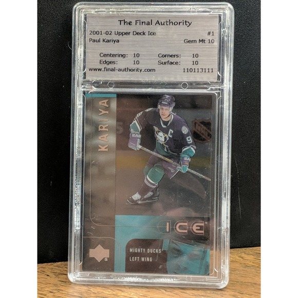 2001-02 Upper Deck Ice Paul Kariya #9 Final Auth/Slabbed Authentic Gem Mt 10‎
